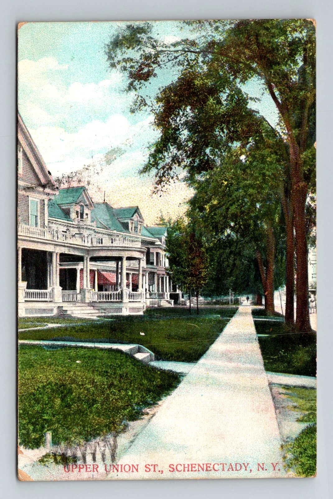 Schenectady NY-New York, Upper Union St Residential Area, c1908 Vintage Postcard