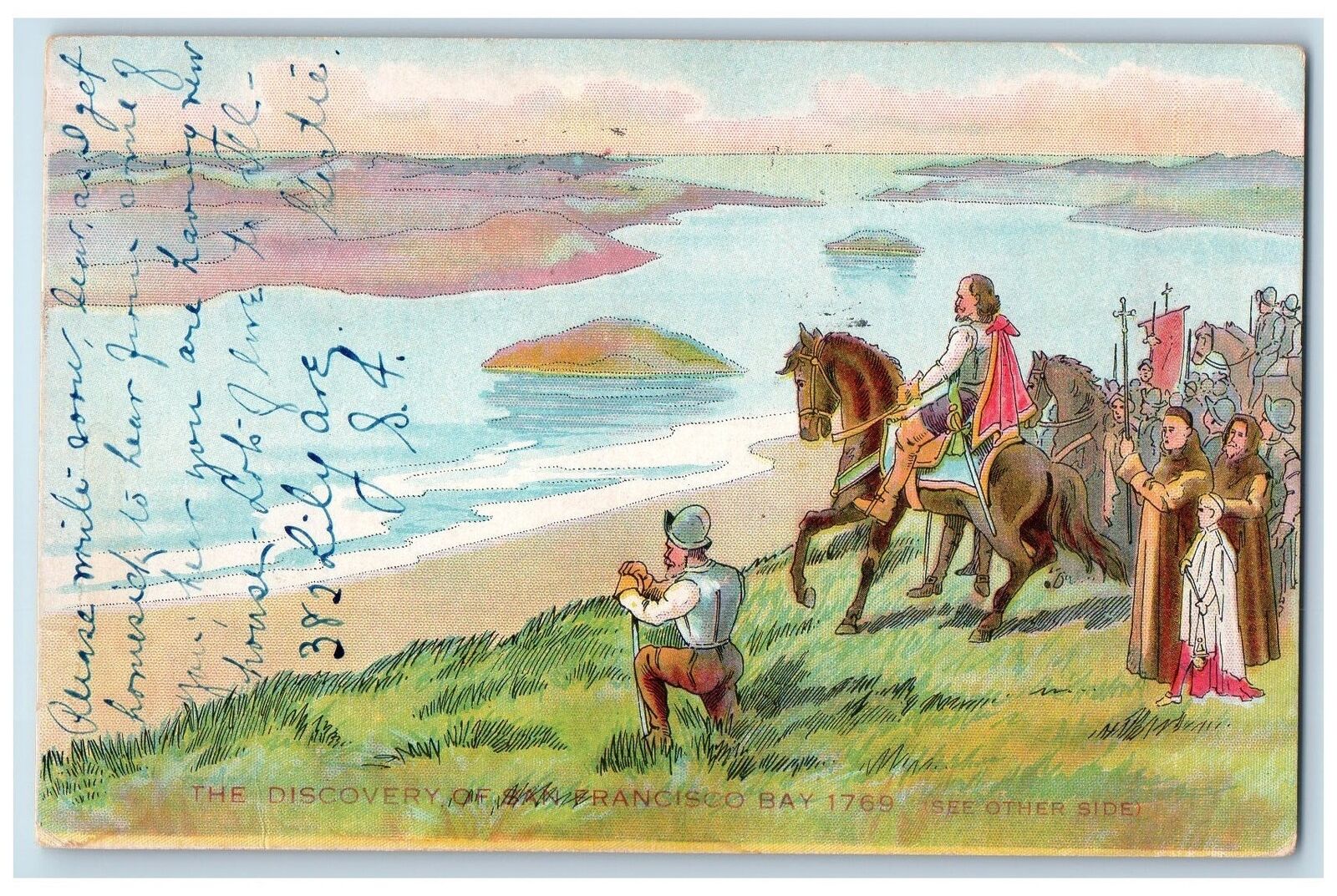 1909 The Discovery Of San Francisco Bay 1769 San Francisco CA Posted Postcard