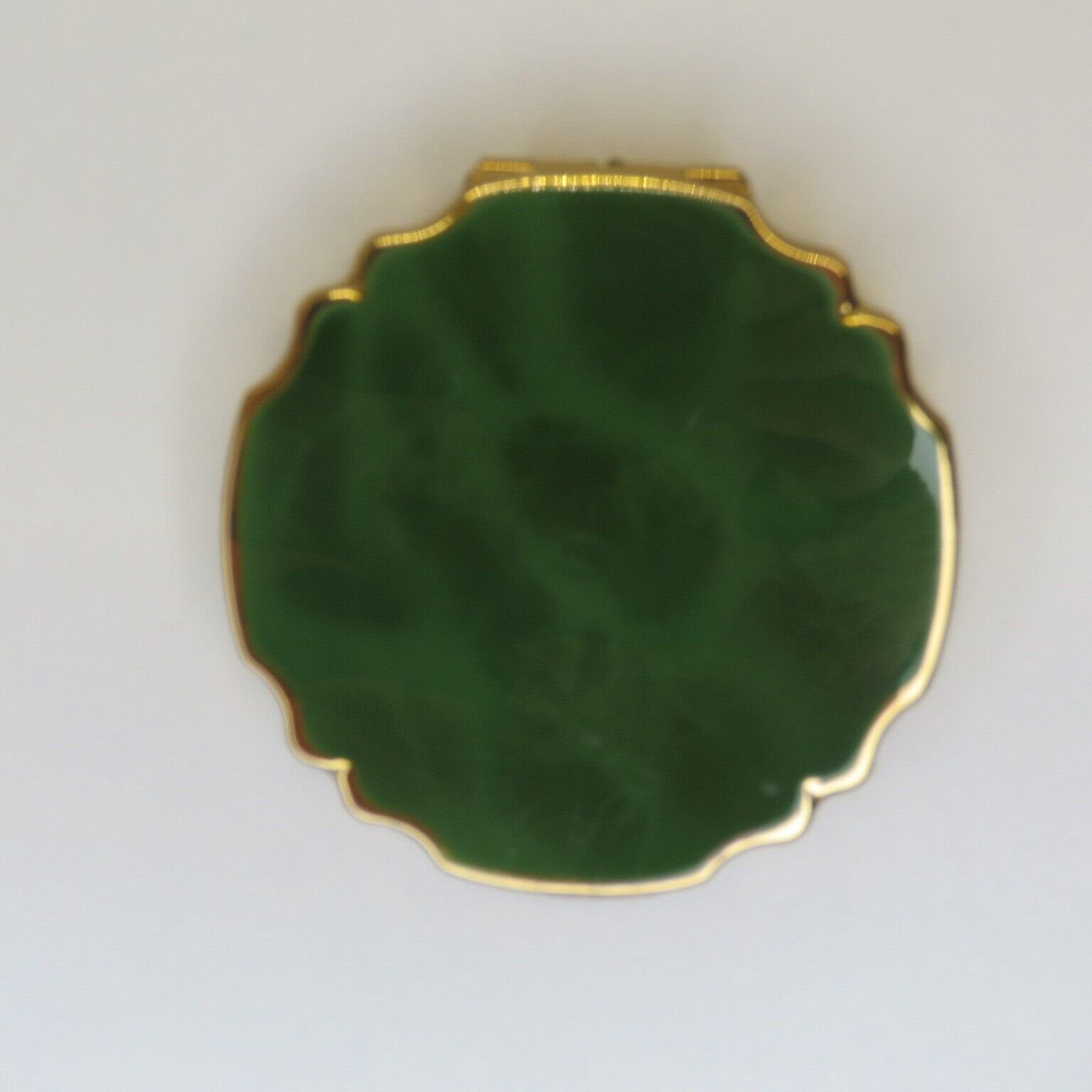 Vintage Stratton Green Enamel Gold Tone Metal Makeup Compact Mirror England