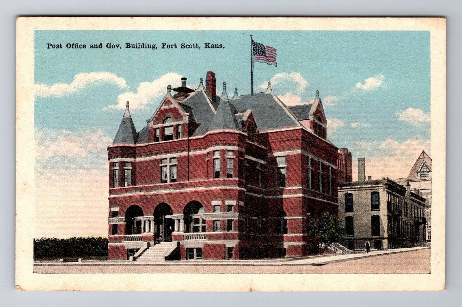 Fort Scott KS-Kansas, United Post Office, Government Building, Vintage Postcard