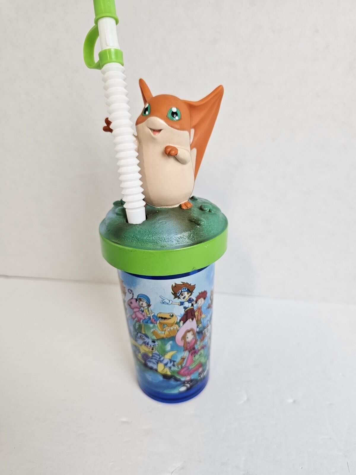 Vintage Digimon Child Sized Cup W/ Straw 