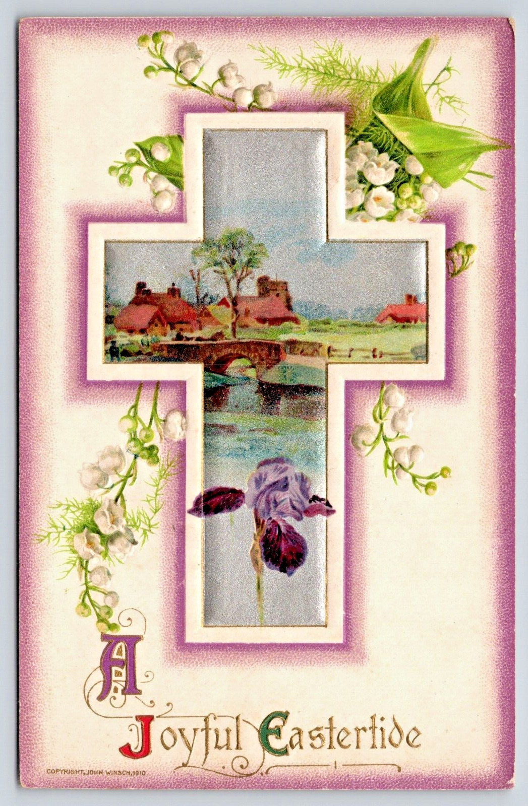 Postcard Antique Joyous Eastertide Copyright John Winsch 1910 Picturesque A18