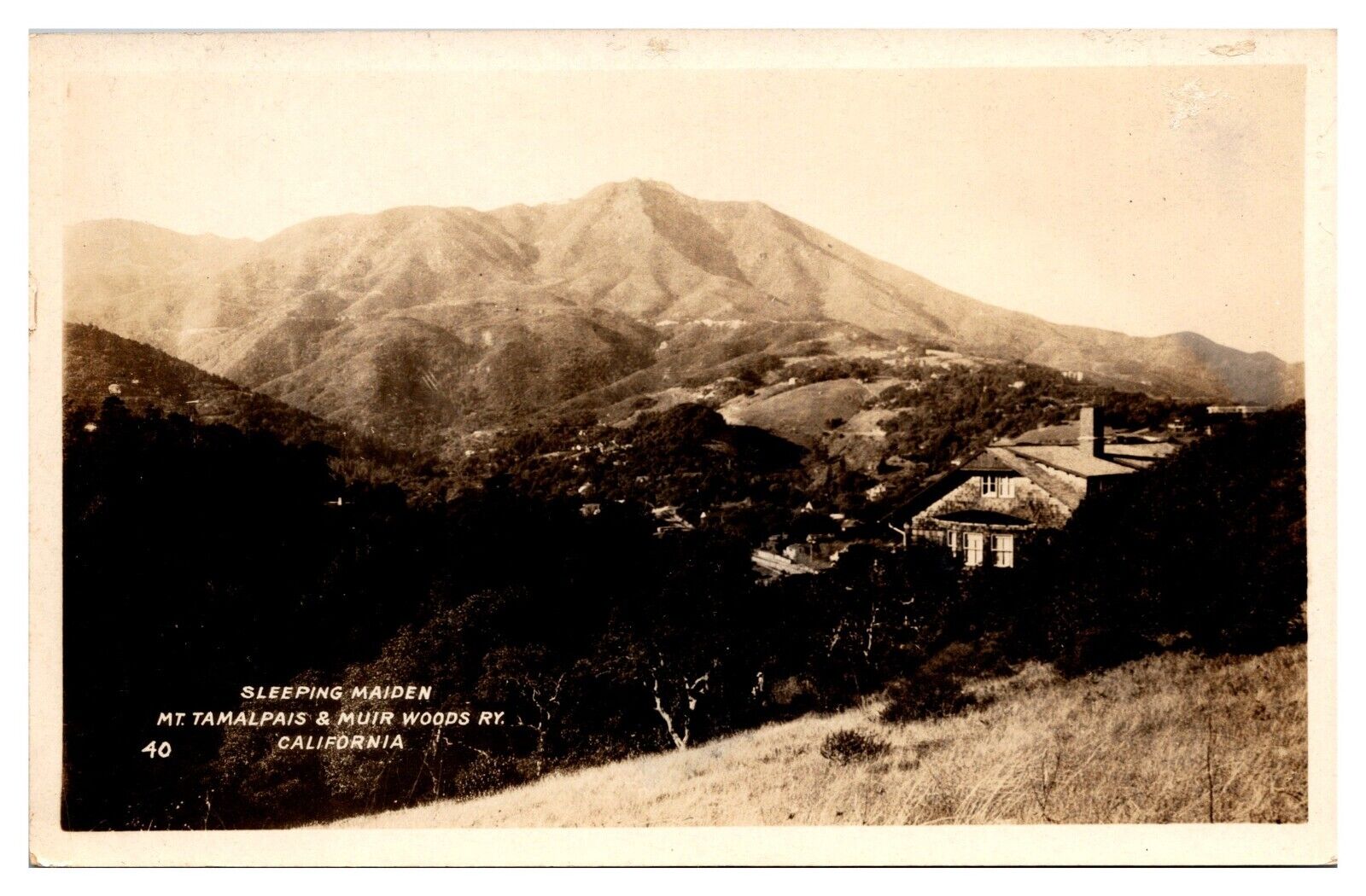 RPPC Sleeping Maiden, Mt. Tamalpais & Muir Woods Railway, CA Postcard