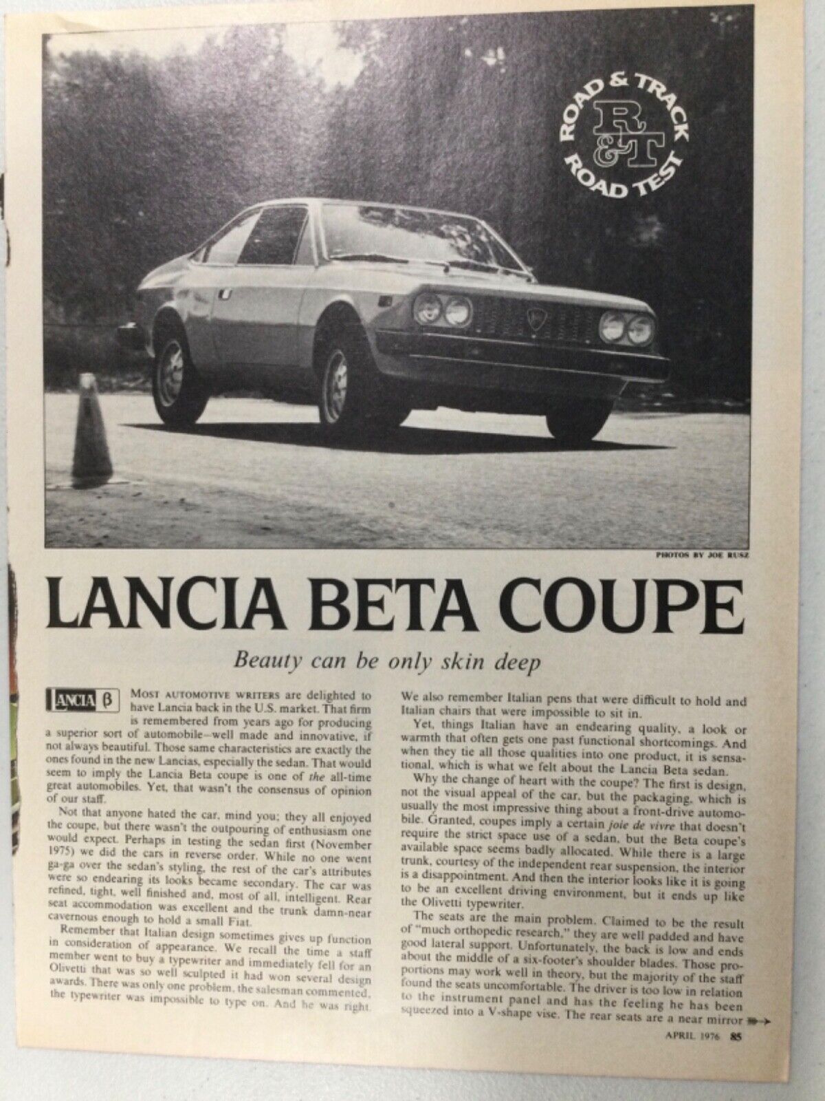 LLLArt69 Vintage Article Road Test 1976 Lancia Beta Coupe April 1976 2 page