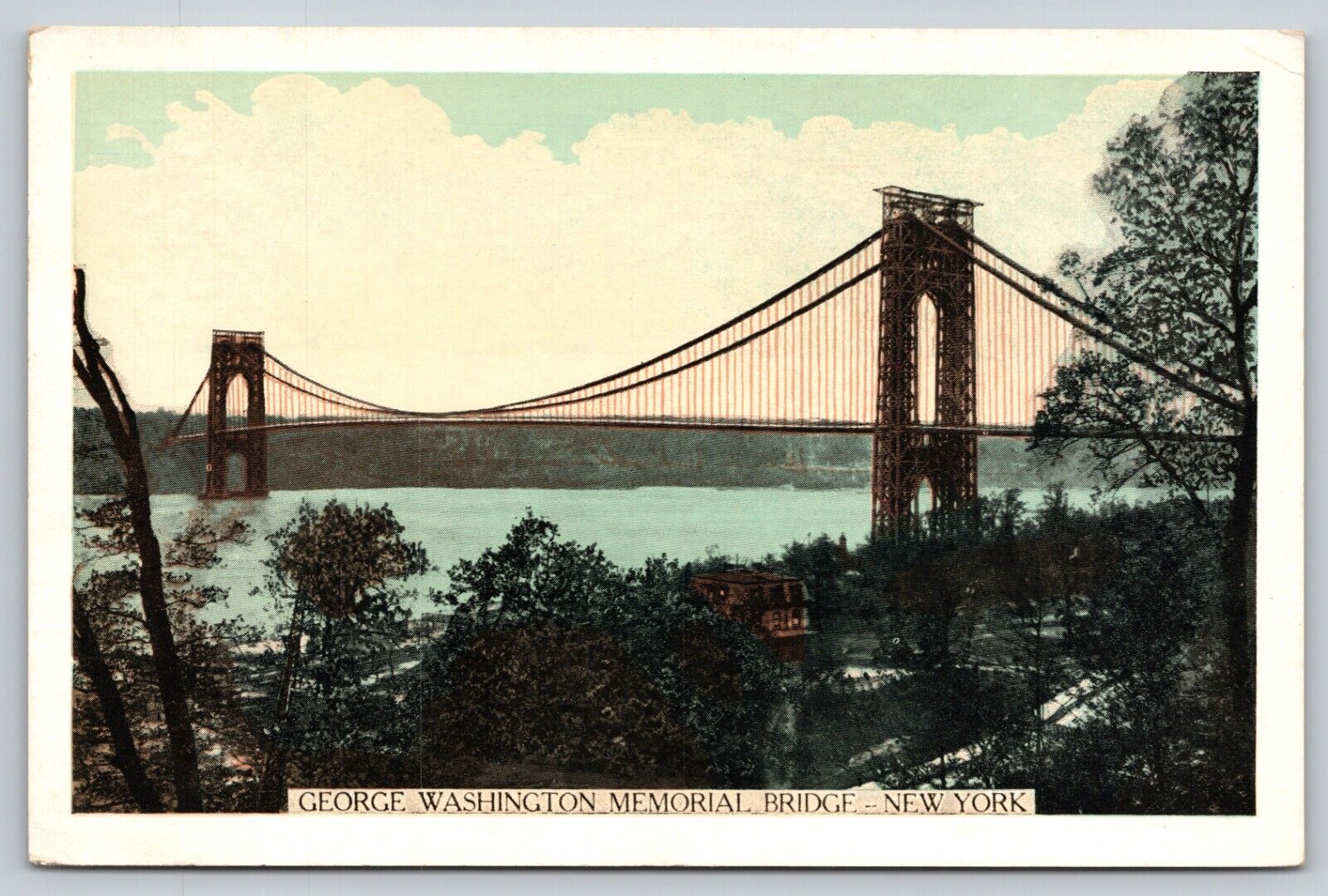 Postcard NY New York George Washington Memorial Bridge Chrome UNP A15