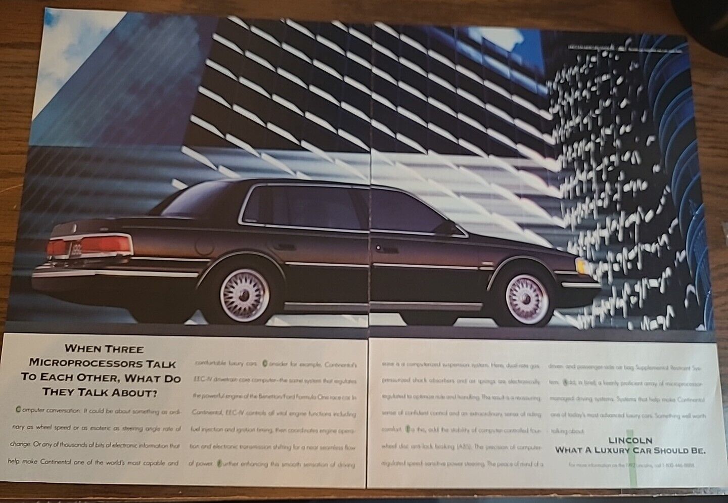 1992 Lincoln Continental Vintage What Luxury Should Be Original Print Ad 2 Page