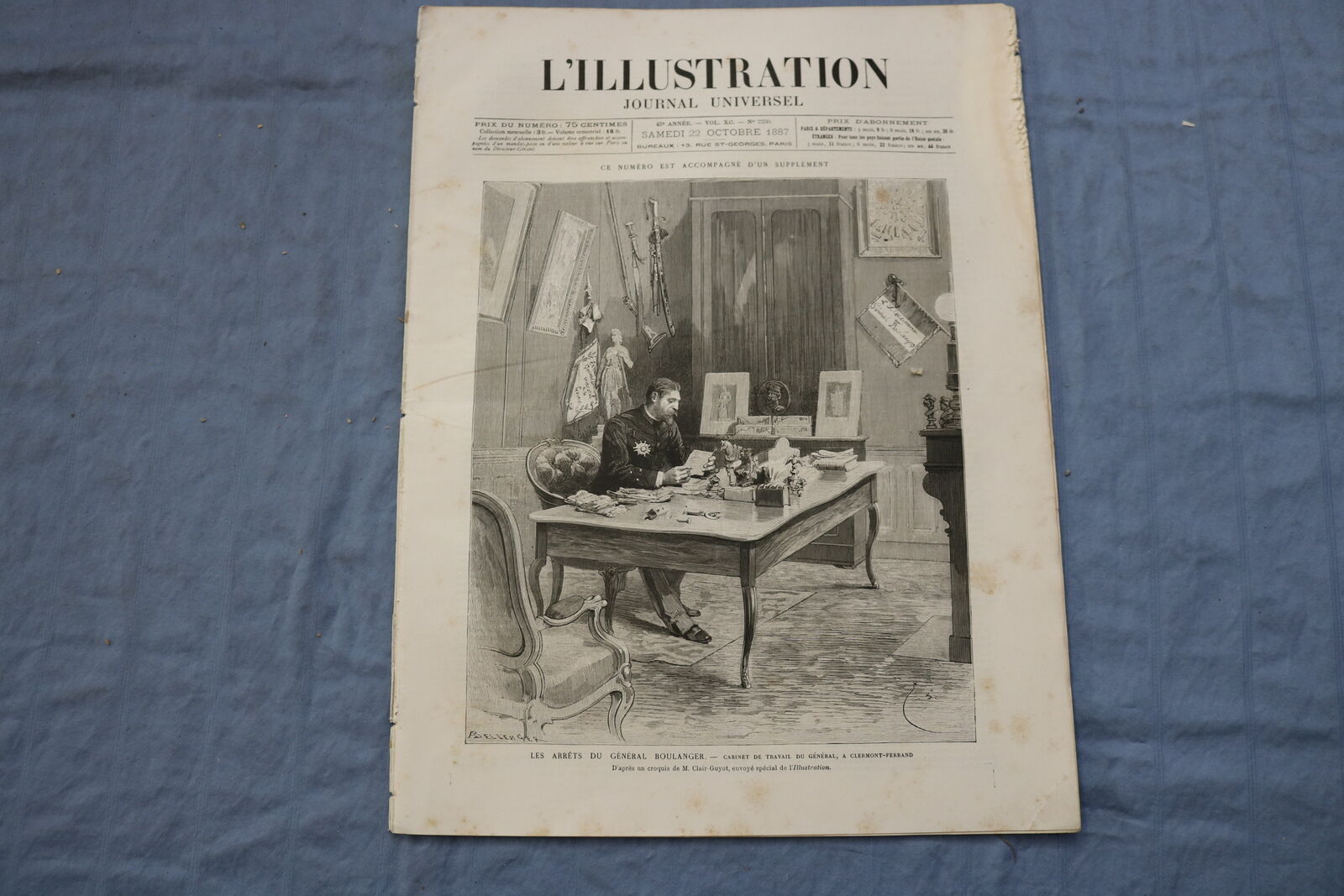 1887 OCT 22 L'ILLUSTRATION JOURNAL UNIVERSEL-GENERAL BOULANGER- FRENCH - NP 8551