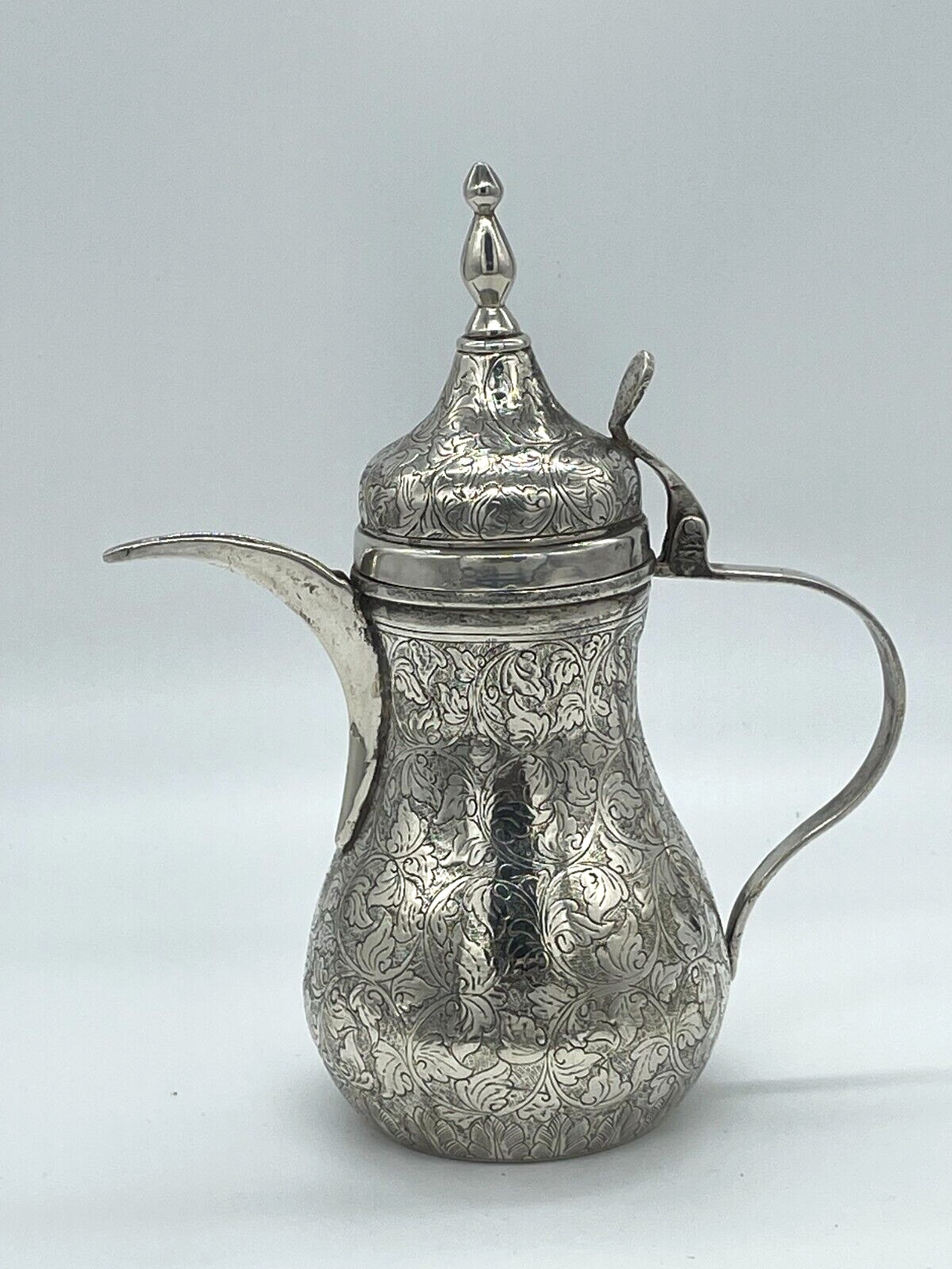 Antique Solid Silver Islamic Dallah Middle Eastern Arabic Coffee Pot 330g