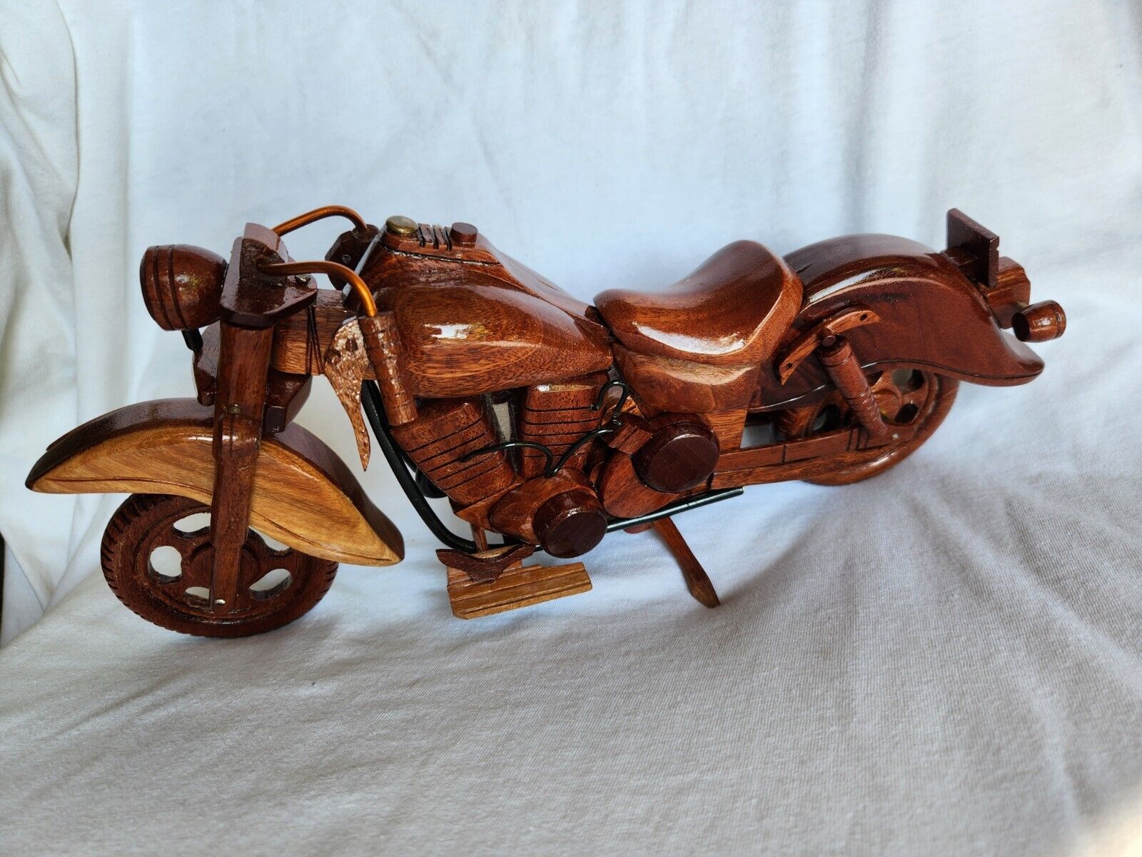 Wooden Motorcycle Mahogany Model Harley Davidson Indian style Handcrafted Carved