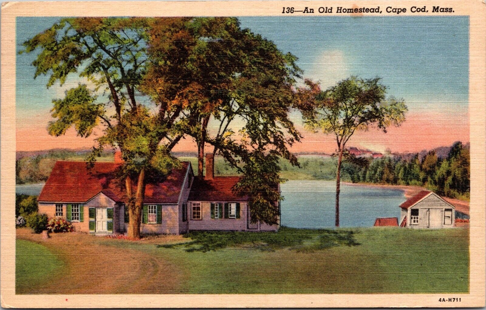 Postcard An Old Homestead Cape Cod Mass [bx]