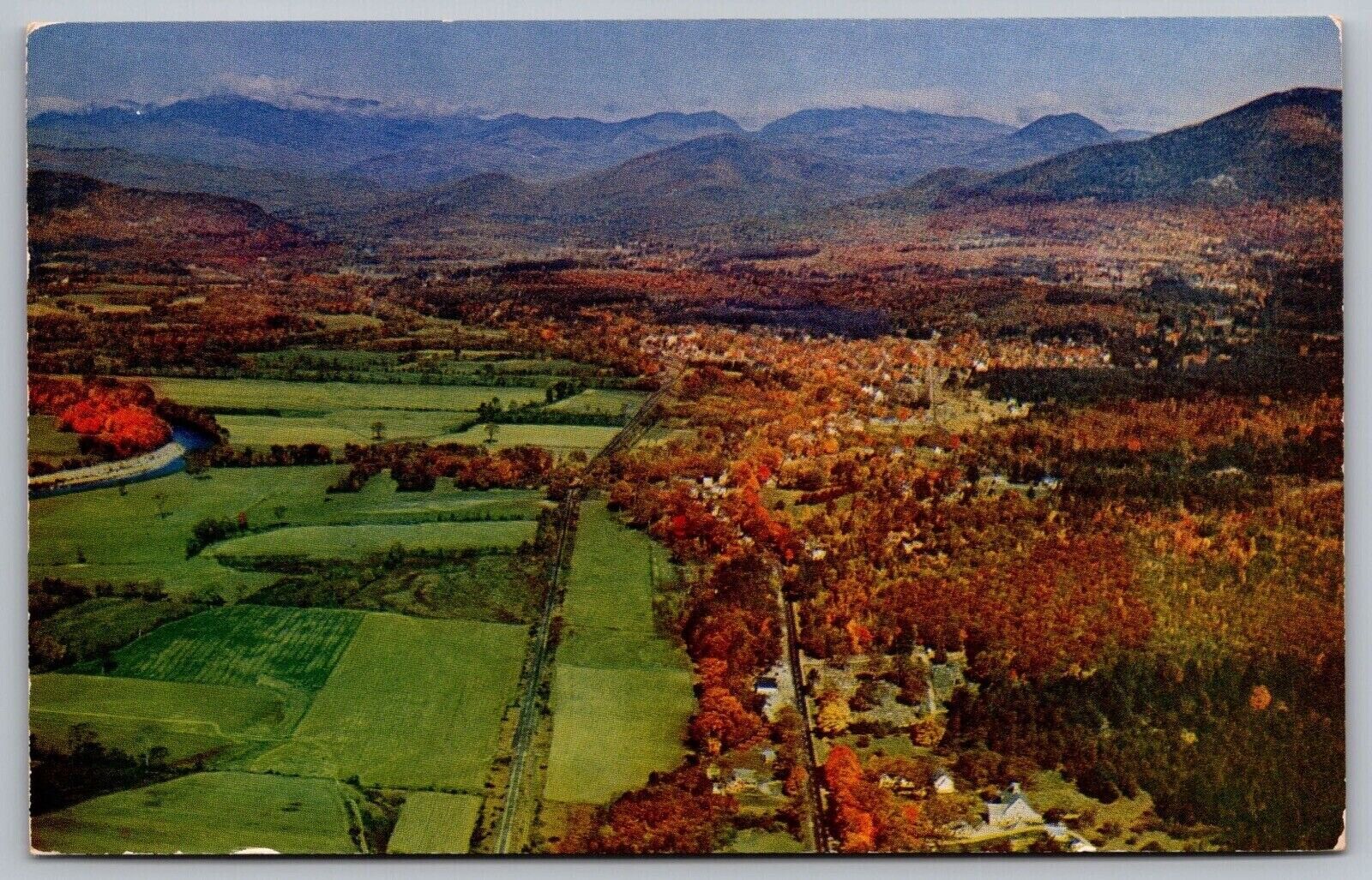 Aerial View North Conway White Mountains New Hampshire Saco Valley VNG Postcard