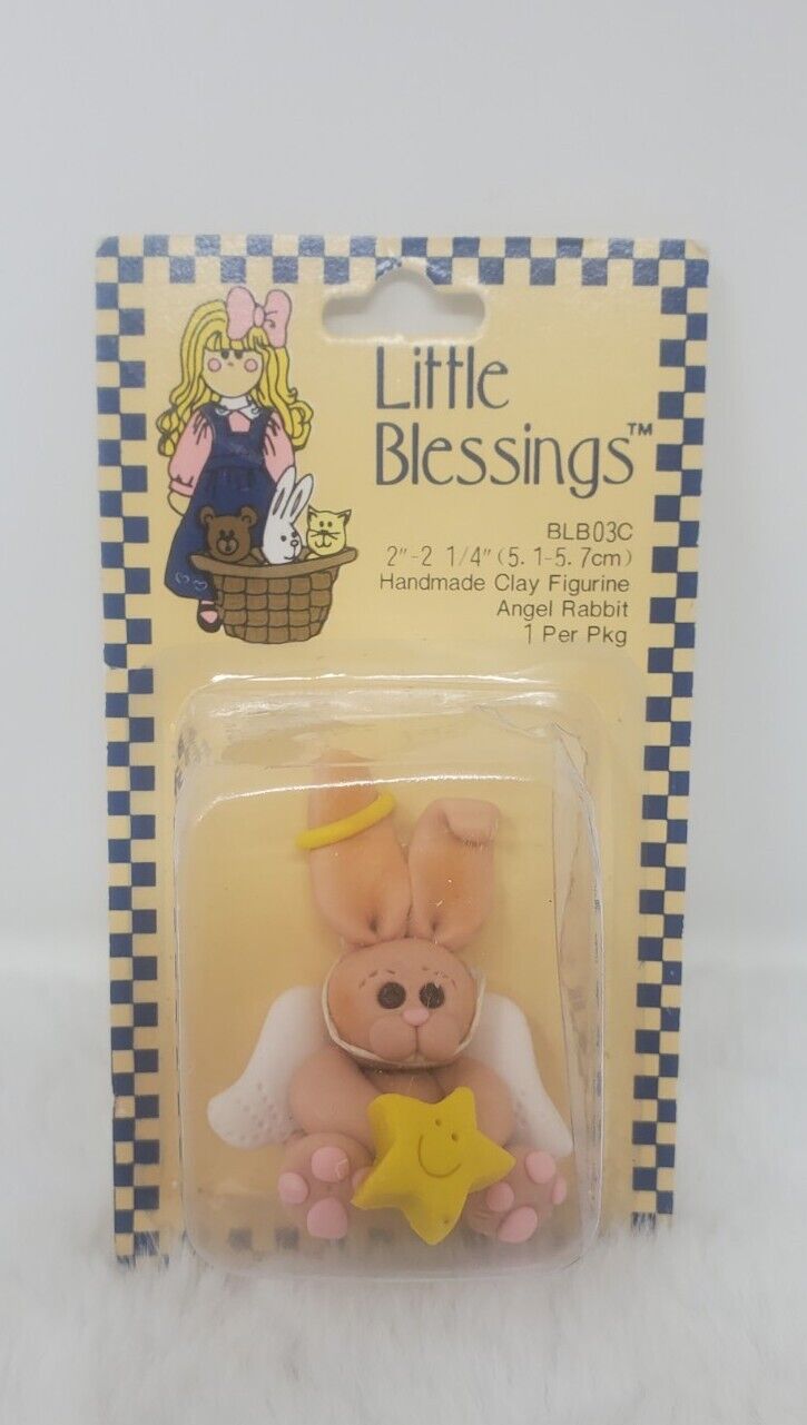 Little Blessings Angel Rabbit Bunny Clay Figurine Suzi 1994 Vintage NOS EASTER