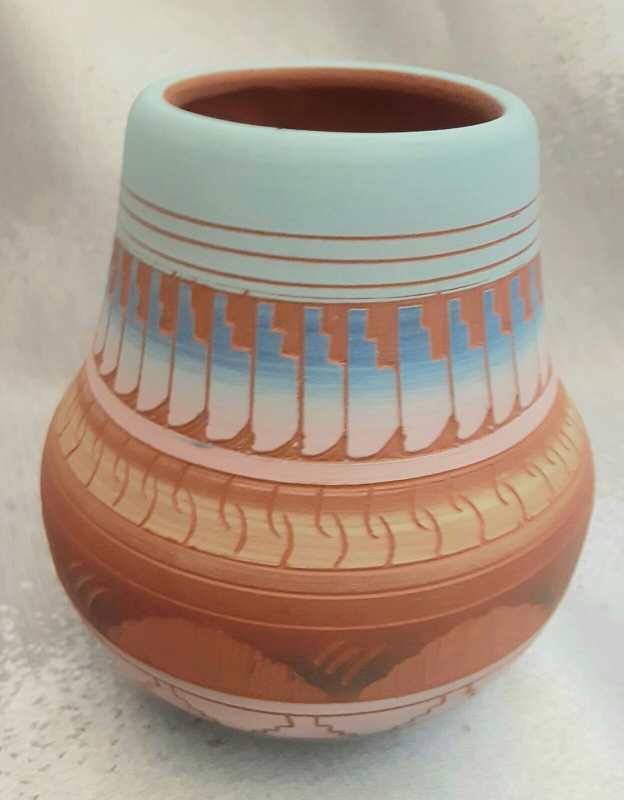 Fannie Whitegoat Navajo Small Etched Vase Signed 2005