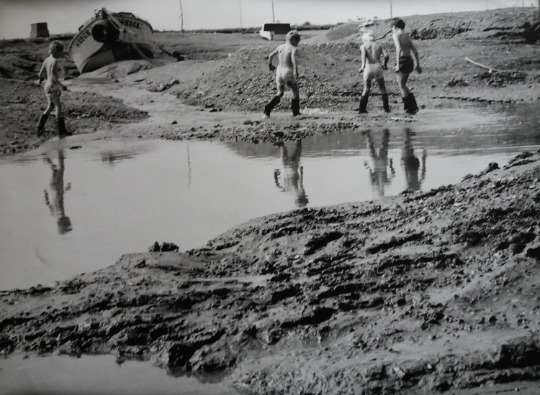 Mud-Larkers - Large Vintage B&W Satin Finish Photograph - Unknown Photographer