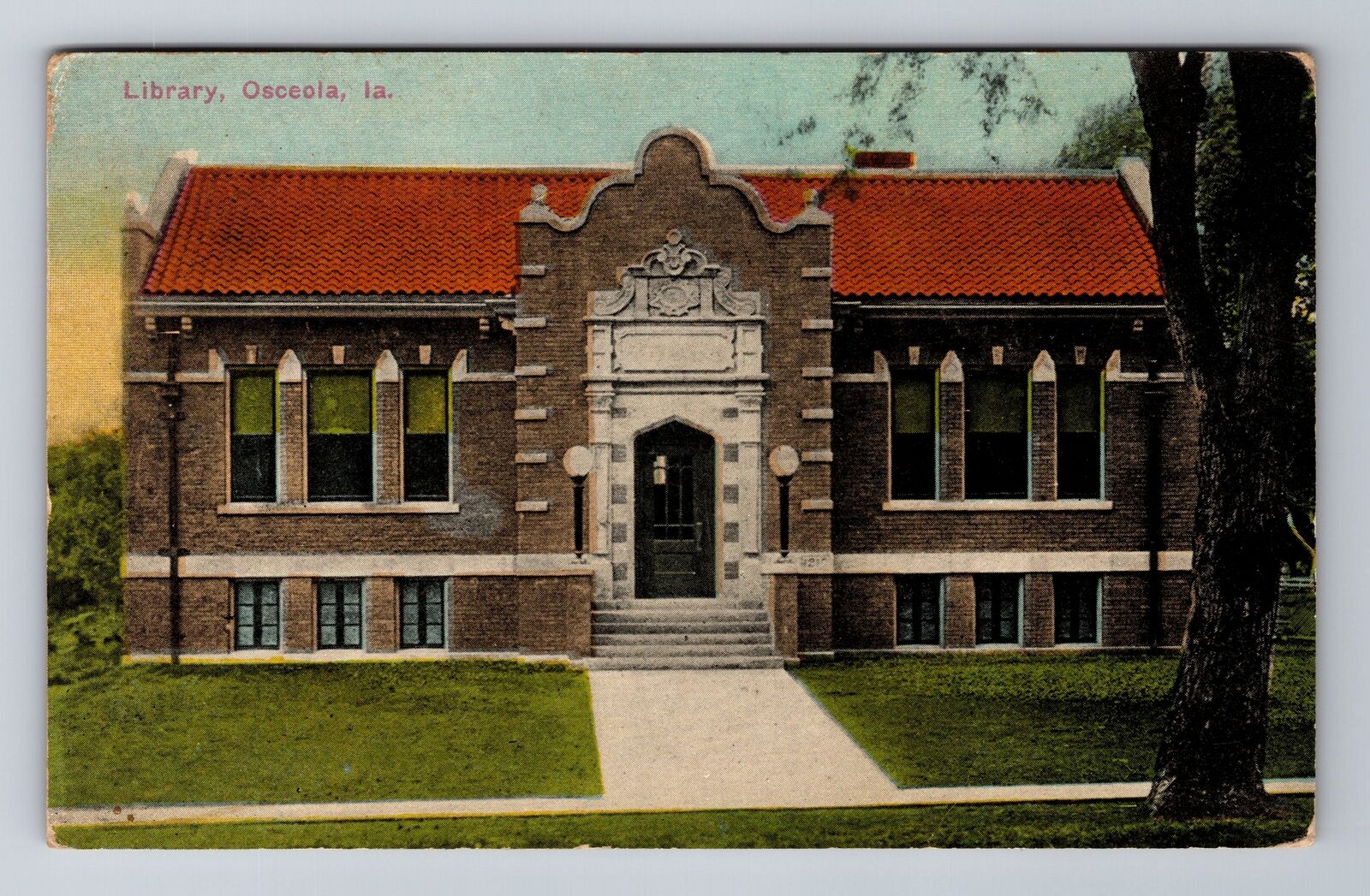Osceola LA-Louisiana, Library, Antique c1920 Vintage Souvenir Postcard