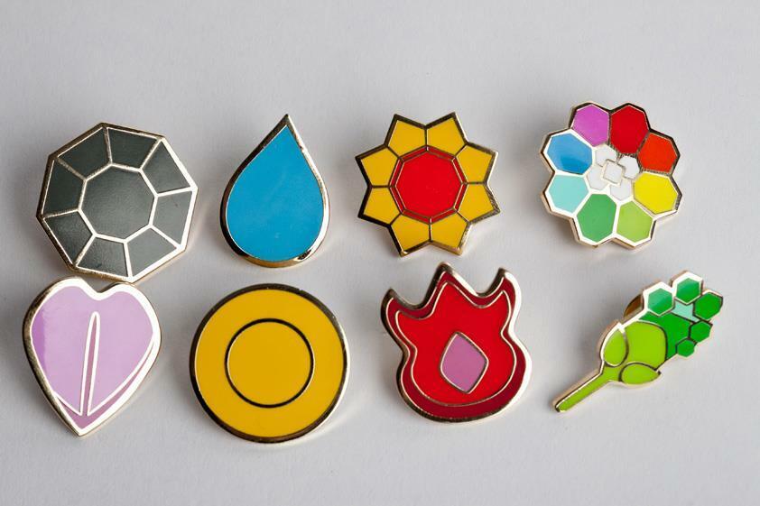 Kanto Pokémon Gym Badges Official Set lapel pins Pikachu Ash Ketchum (8 Badges) 