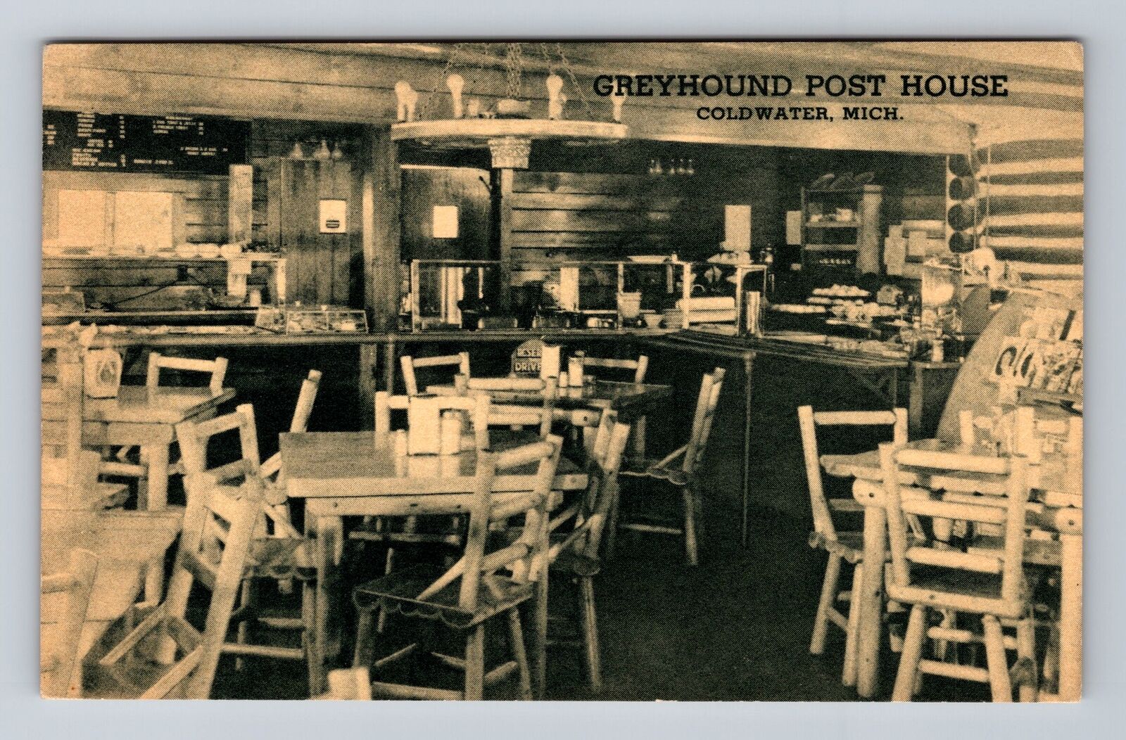 Coldwater MI-Michigan, Greyhound Post House, Advertising, Vintage Postcard