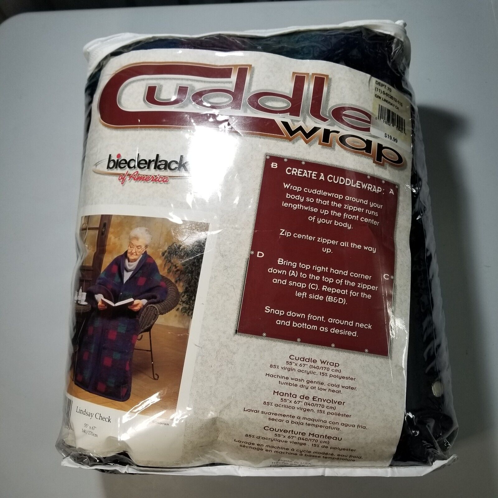 Vintage Biederlack Cuddle Wrap 55X67 Lindsay Check Grandmacore