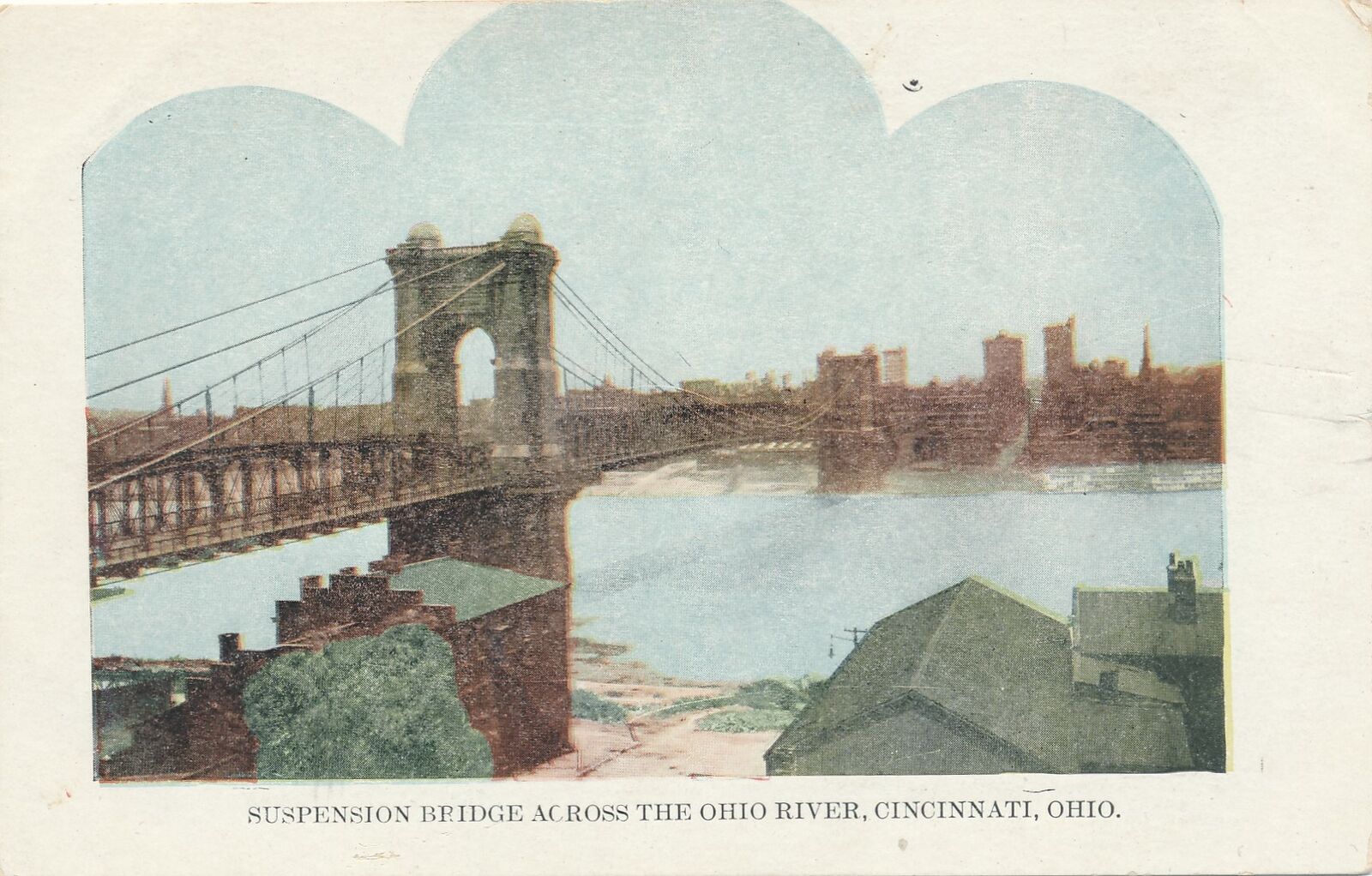CINCINNATI OH - Suspension Bridge Across the Ohio River - udb (pre 1908)