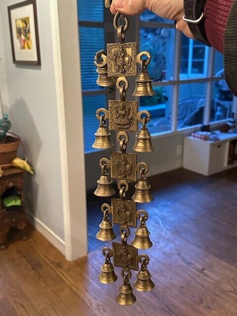Indian Traditional Brass Ganesh Laxmi Saraswati Hanging Bells