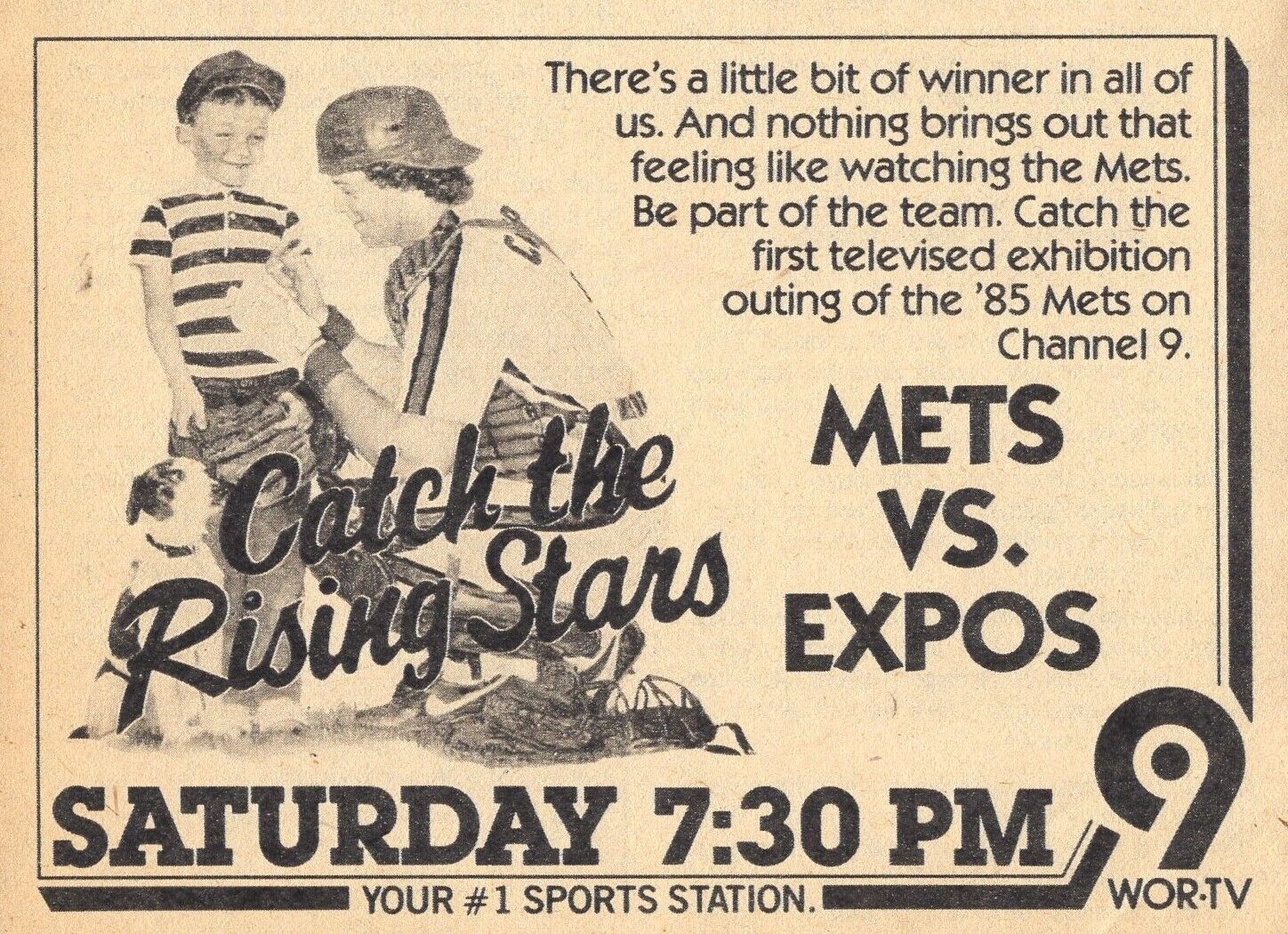 1985 WOR TV AD NEW YORK METS BASEBALL GARY CARTER HALL OF FAME CATCHER VS EXPOS