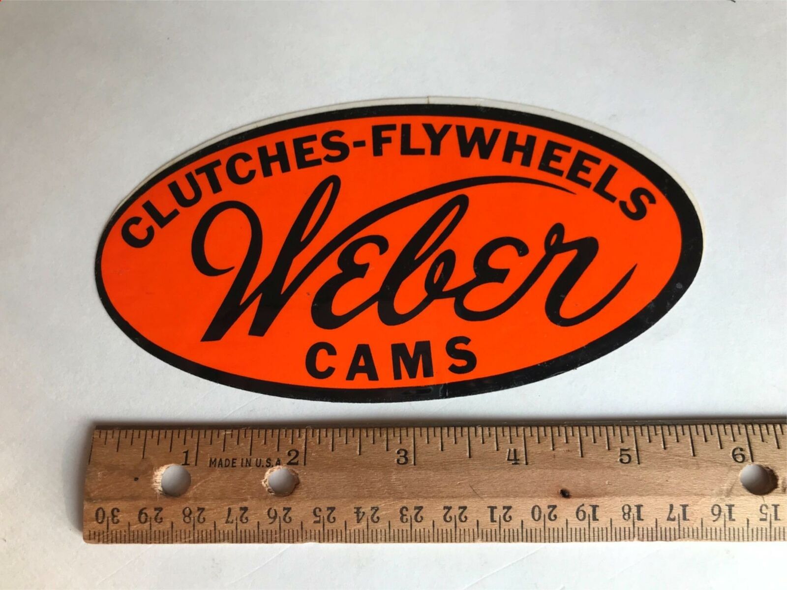 Original vtg 1970s Weber cams clutches flywheels drag racing vinyl decal rare