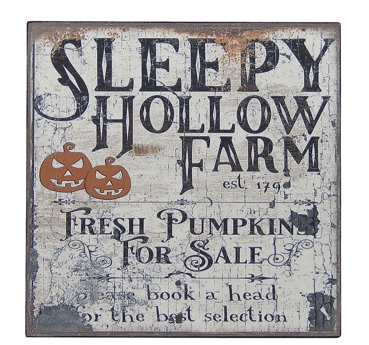 Sleepy Hollow Farm Pumpkin Halloween Decor Sign Shelf Sitter Wall Art 5