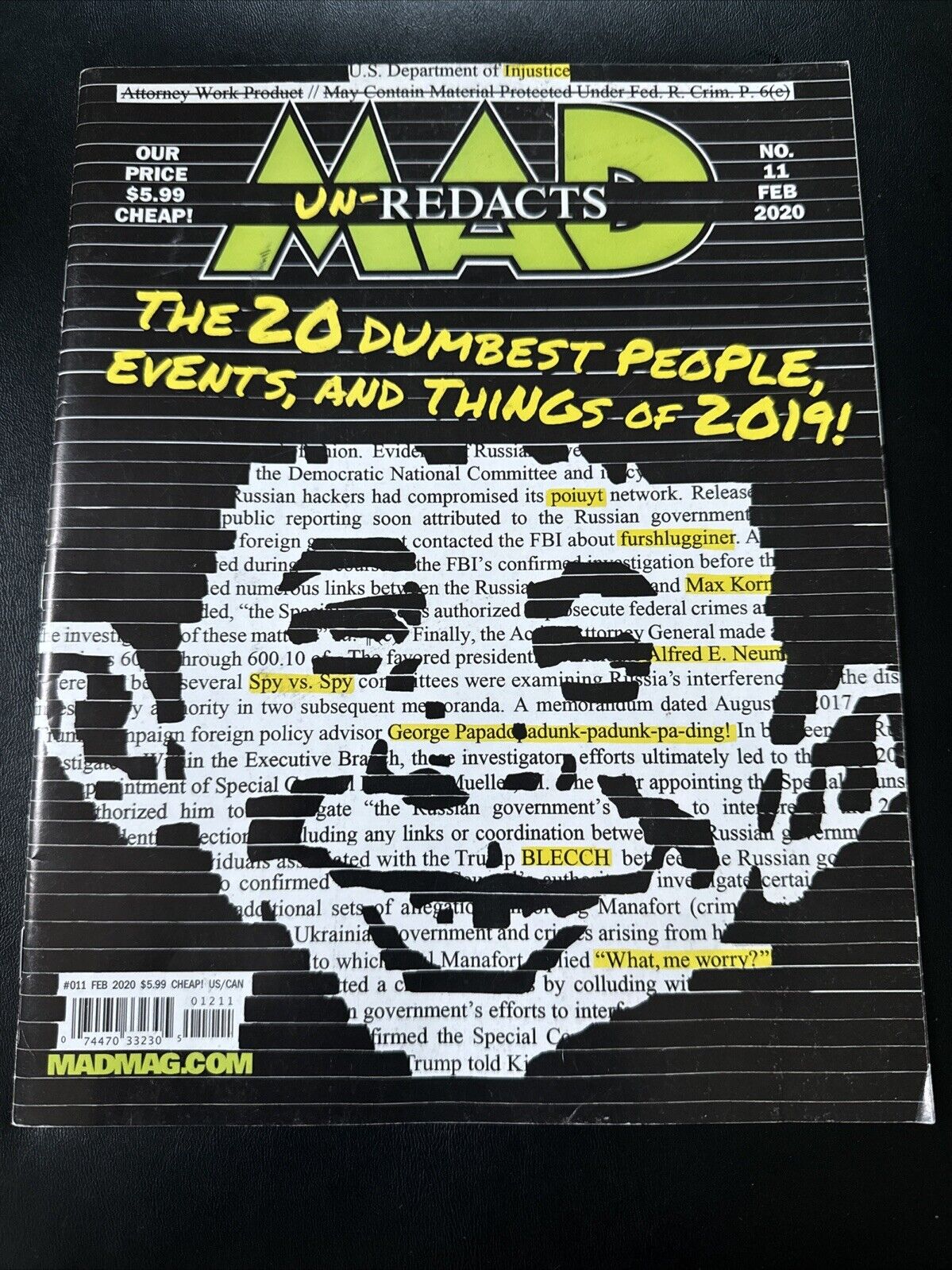 Mad Magazine February 2020 Unredacts Issue