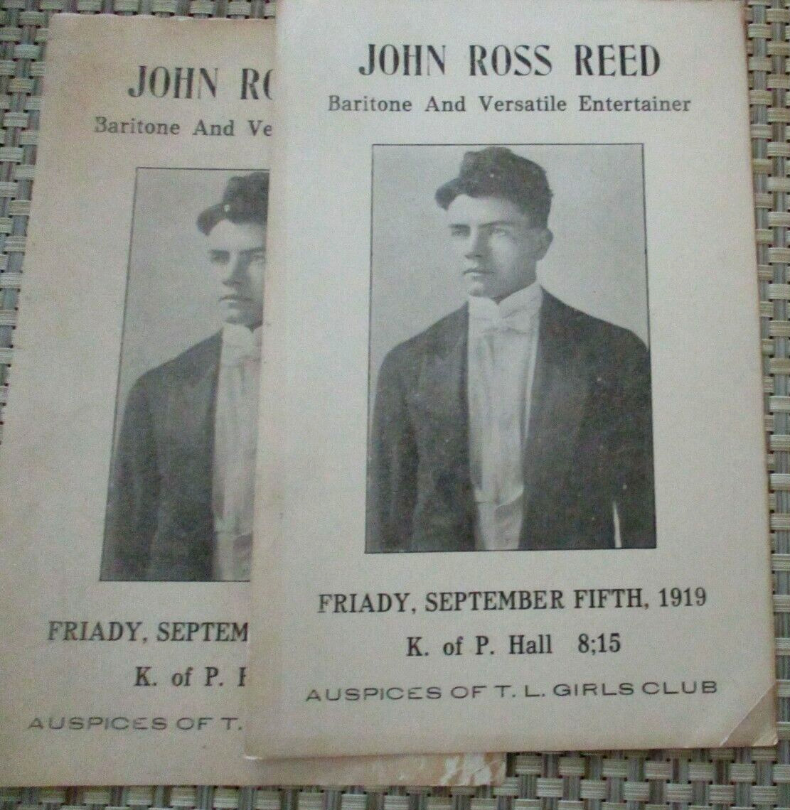 John Ross Reed (Baritone and Versatile Entertainer) - 1919 - Appearance Poster
