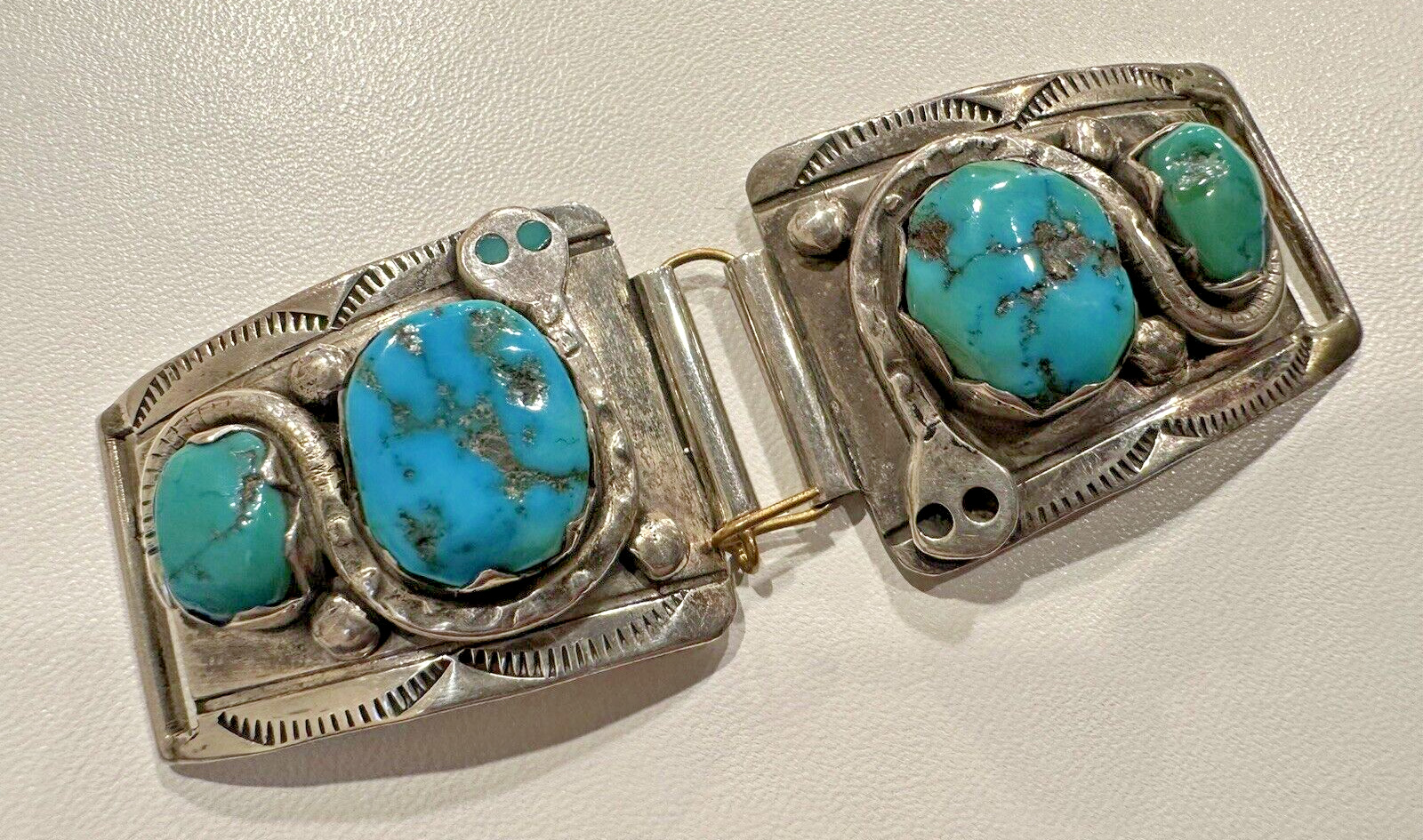Vintage Effie C Zuni Sterling Silver & Turquoise Watch Tips ~20 Grams *READ DESC