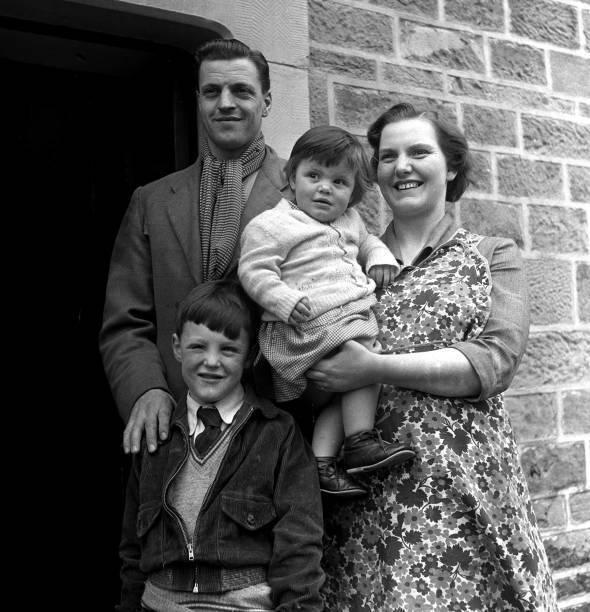 Blackpool right -back Eddie Shimwell wife Dorothy and son Stuart 1950s Old Photo