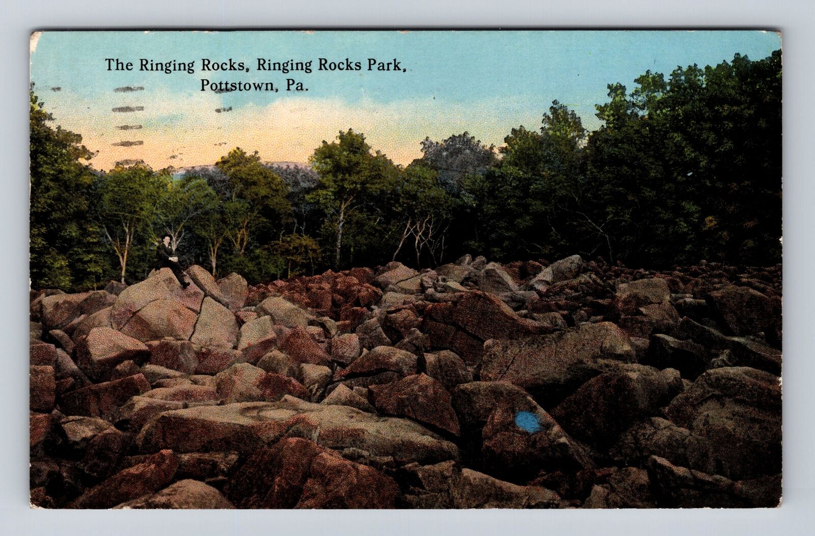 Pottstown PA-Pennsylvania, Ringing Rocks, Ringing Rocks Park, Vintage Postcard