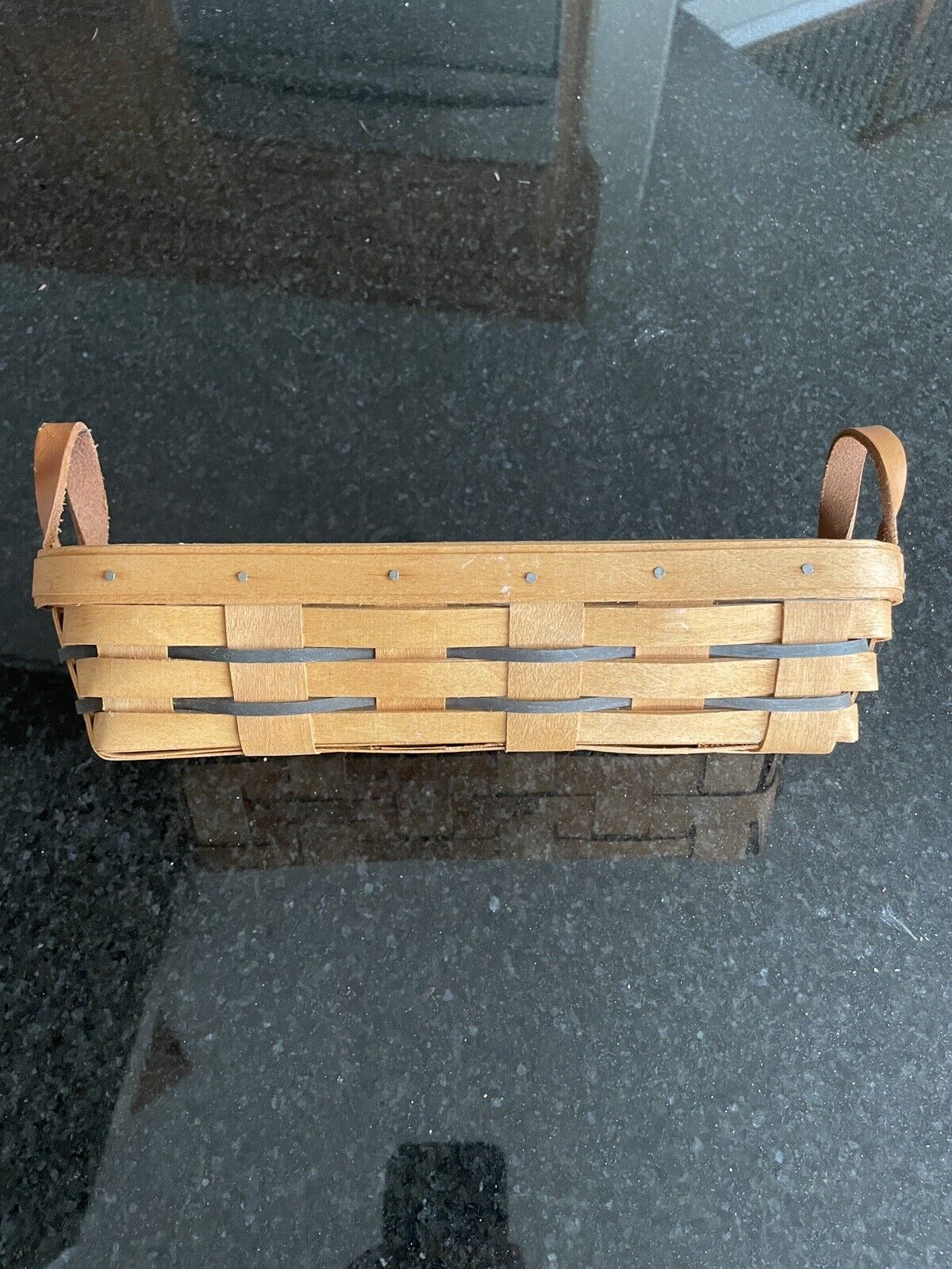1994 Longaberger Cracker Basket W/ Blue with Plastic Liner 11.5 in x 5 in x 3 in