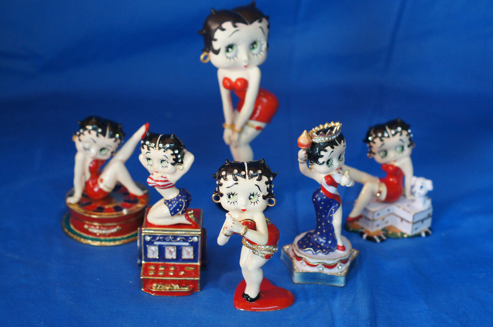 Betty Boop Hinged Metal Treasure Box LE Set of 6 Different Figurines PHB Retired