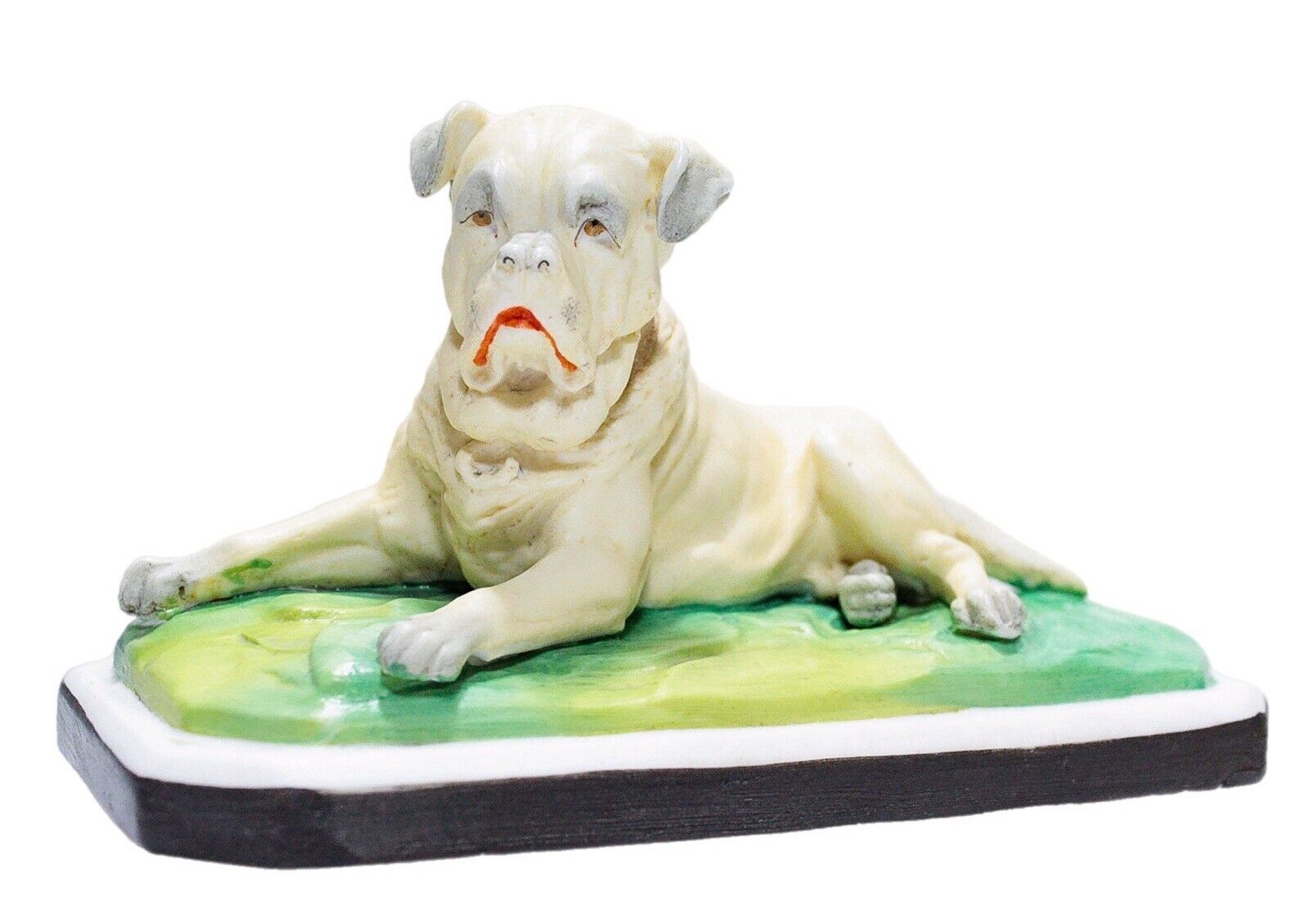 Vintage Sitting Bulldog Dog Hand Painted Porcelain Figurine Sculpture