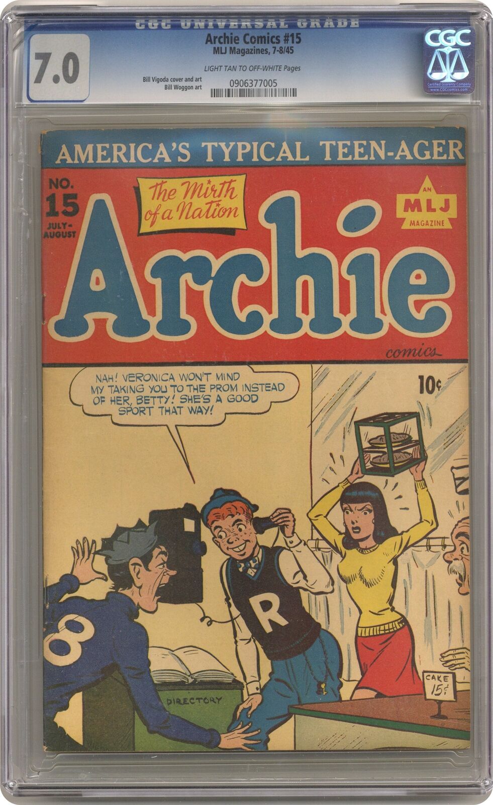 Archie #15 CGC 7.0 1945 0906377005