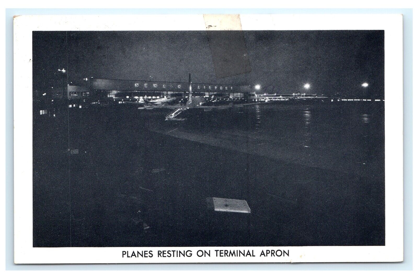 Planes Resting on Terminal Apron Newark Airport at Night 1968 NJ New Jersey A7