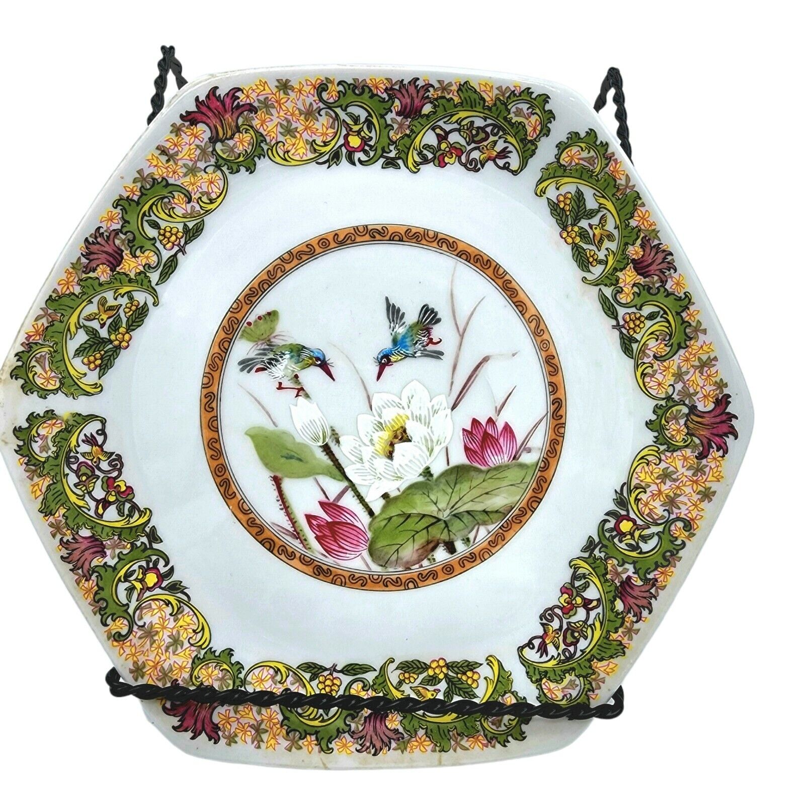 Yokohama Japanese Porcelain Hummingbird Plate bird Lotus floral decorative dish