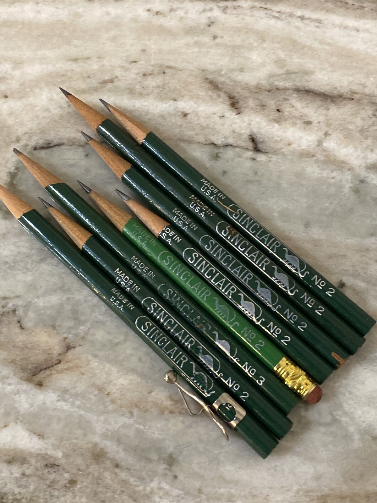 Lot Of 8 Vintage 1940s 50s Sinclair No 2 & 3 Pencils Green Dinosaur Dino
