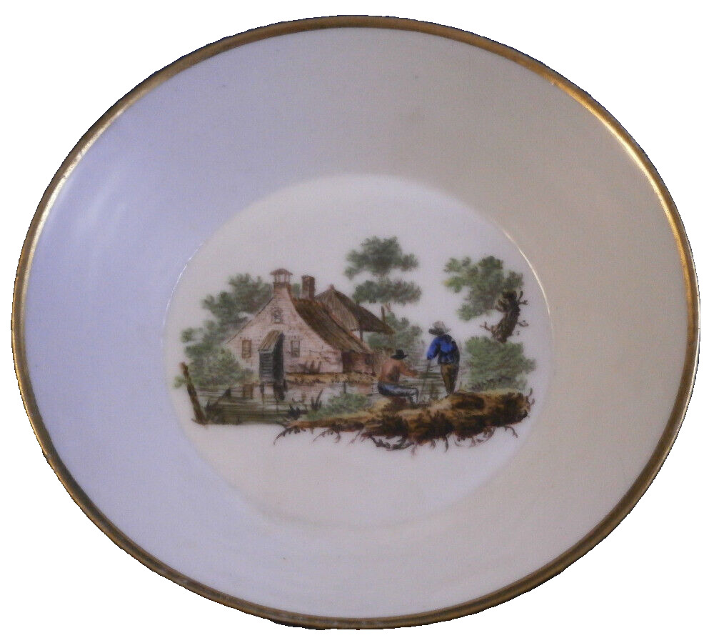 Antique 1809 Amstel Porcelain Scenic Saucer Porzellan Untertasse Scene Dutch #3
