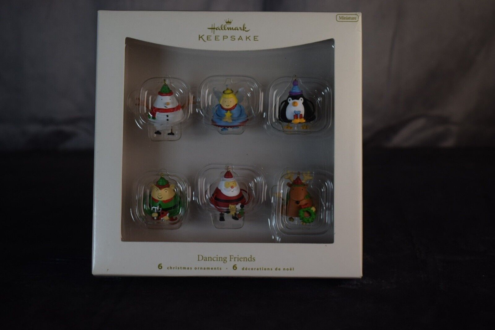 Hallmark Keepsake Dancing Friends 6 Miniature Ornaments Snowman, Elf, Santa More
