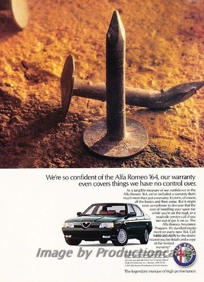 1991 Alfa Romeo 164 -  Original Advertisement Print Art Car Ad J799