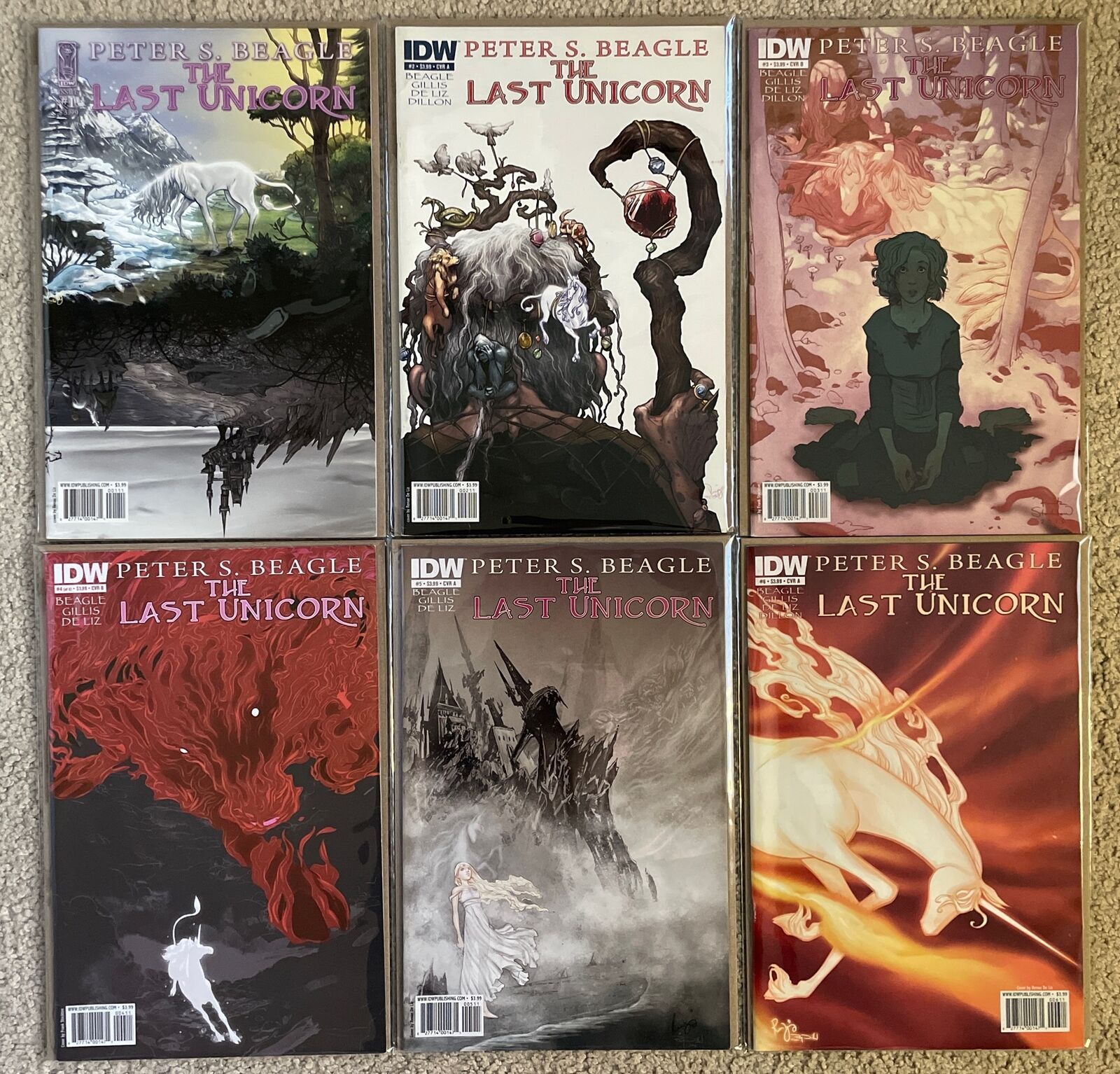 Peter S. Beagle The Last Unicorn #1-6 Complete Series Set 2010 IDW Comics Rare