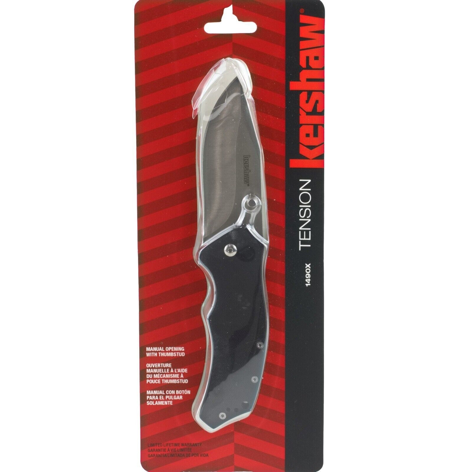 Kershaw Tension Linerlock Pocket Folding Knife Black Textured G10 Handle