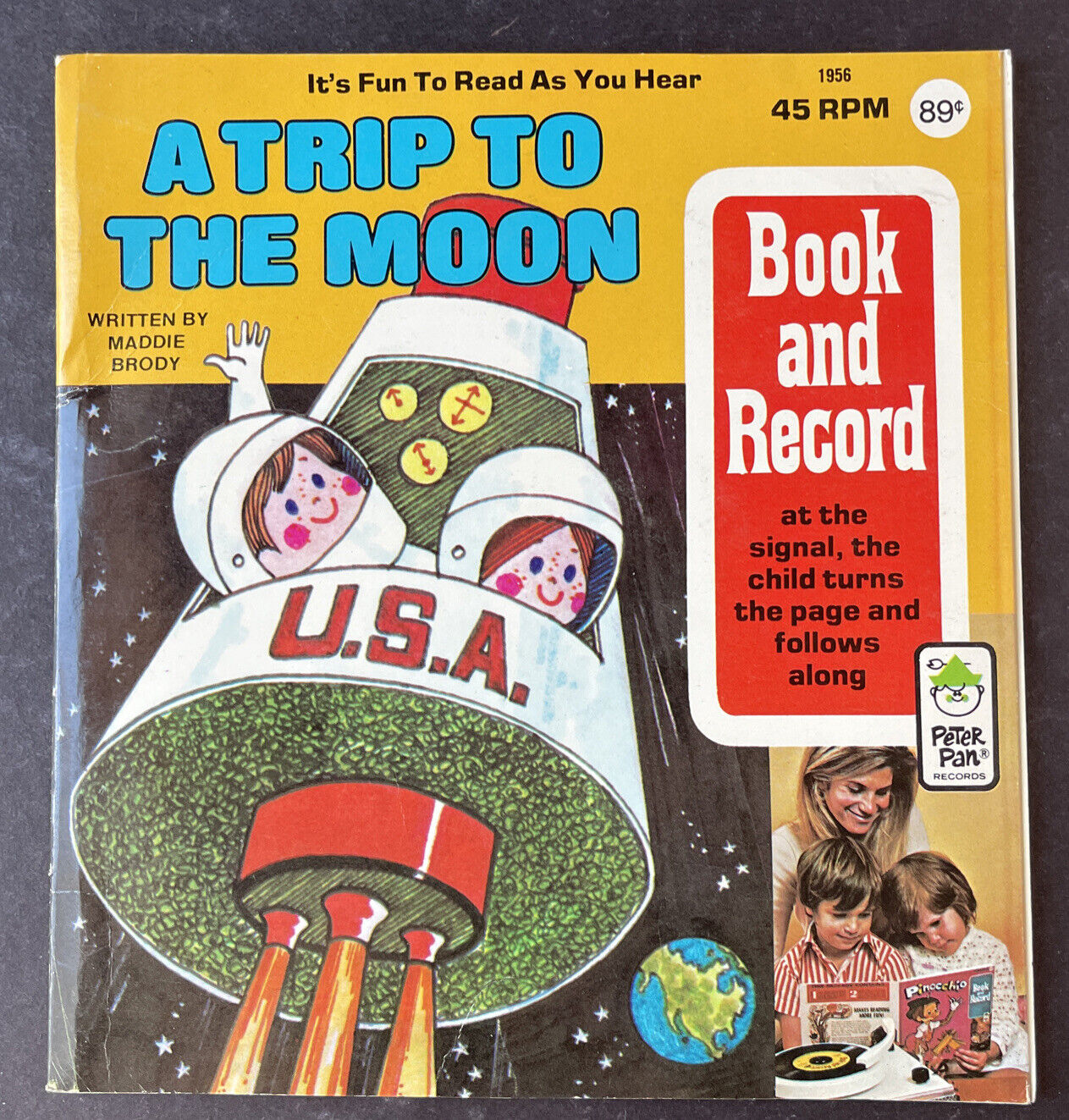 A Trip To The Moon Book And Record Peter Pan Records 45 RPM 1956