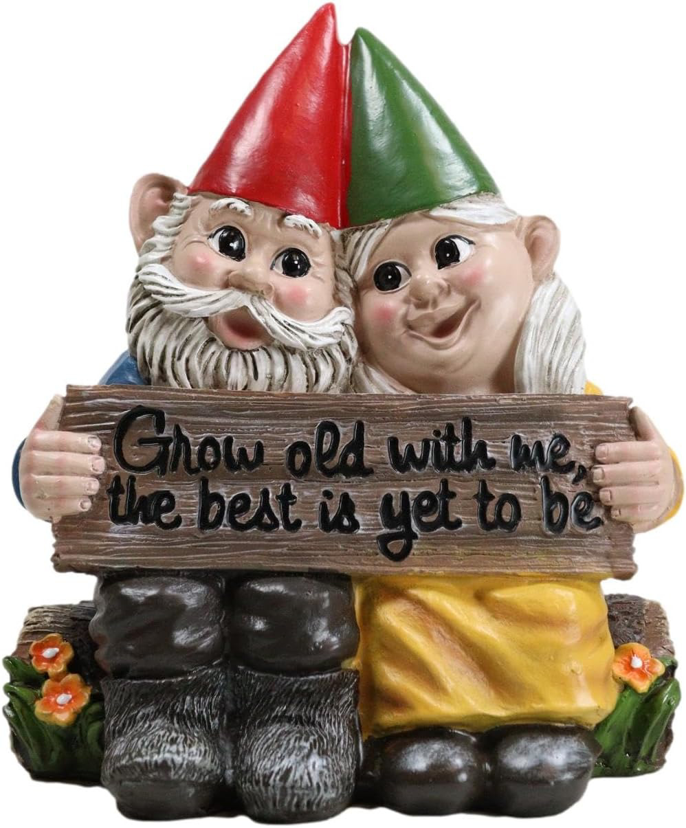 Ebros Whimsical Mr and Mrs Gnome Hobbit Couple Sitting On Garden Log Statue 6.25