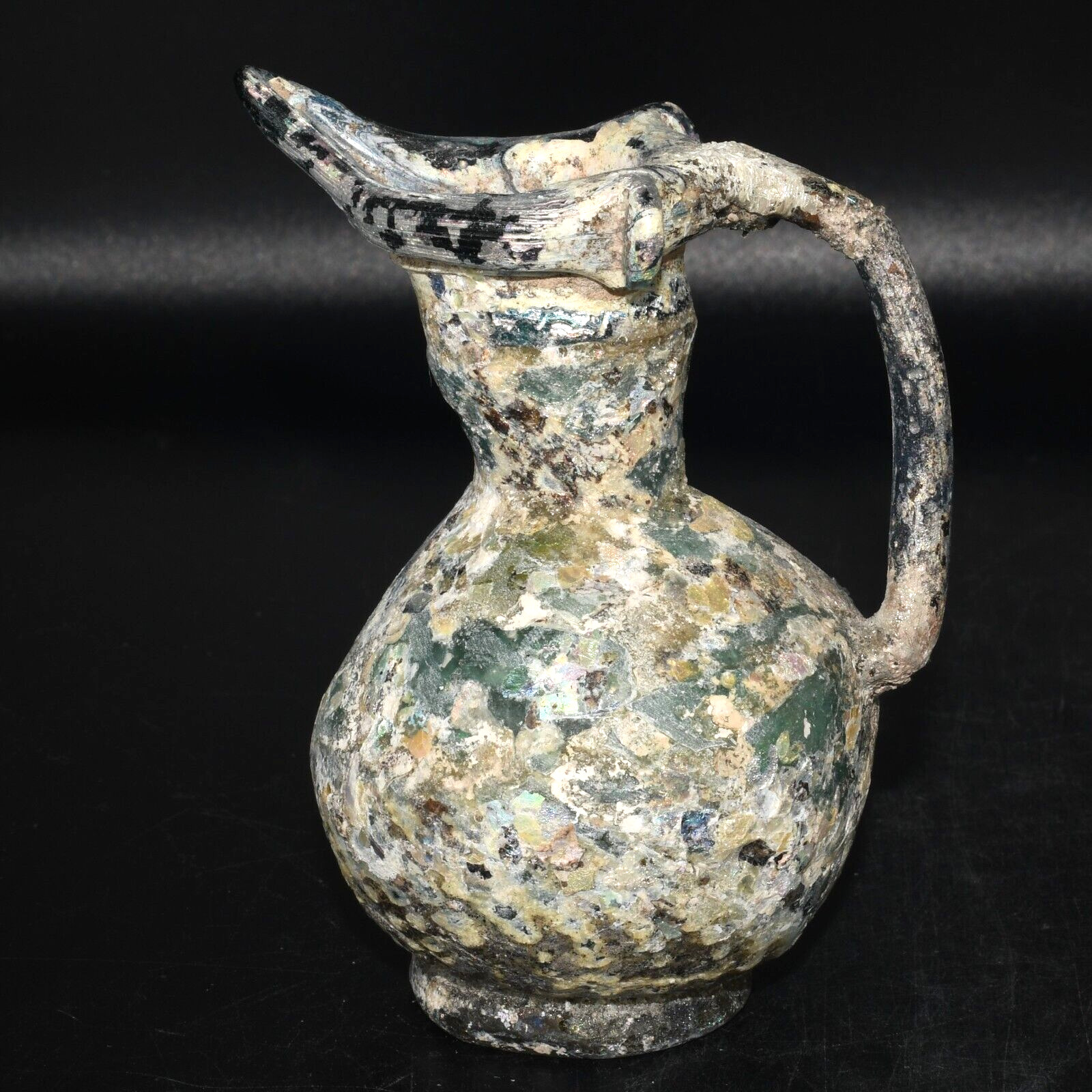 Rare Genuine Ancient Roman Glass Decorated Jug Circa Early 2nd Century A.D.