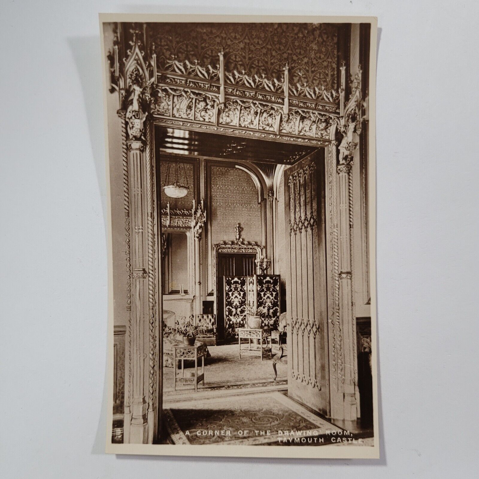Taymouth Castle Drawing Room Corner Tuck\'s Real Photo Vintage Postcard Scotland