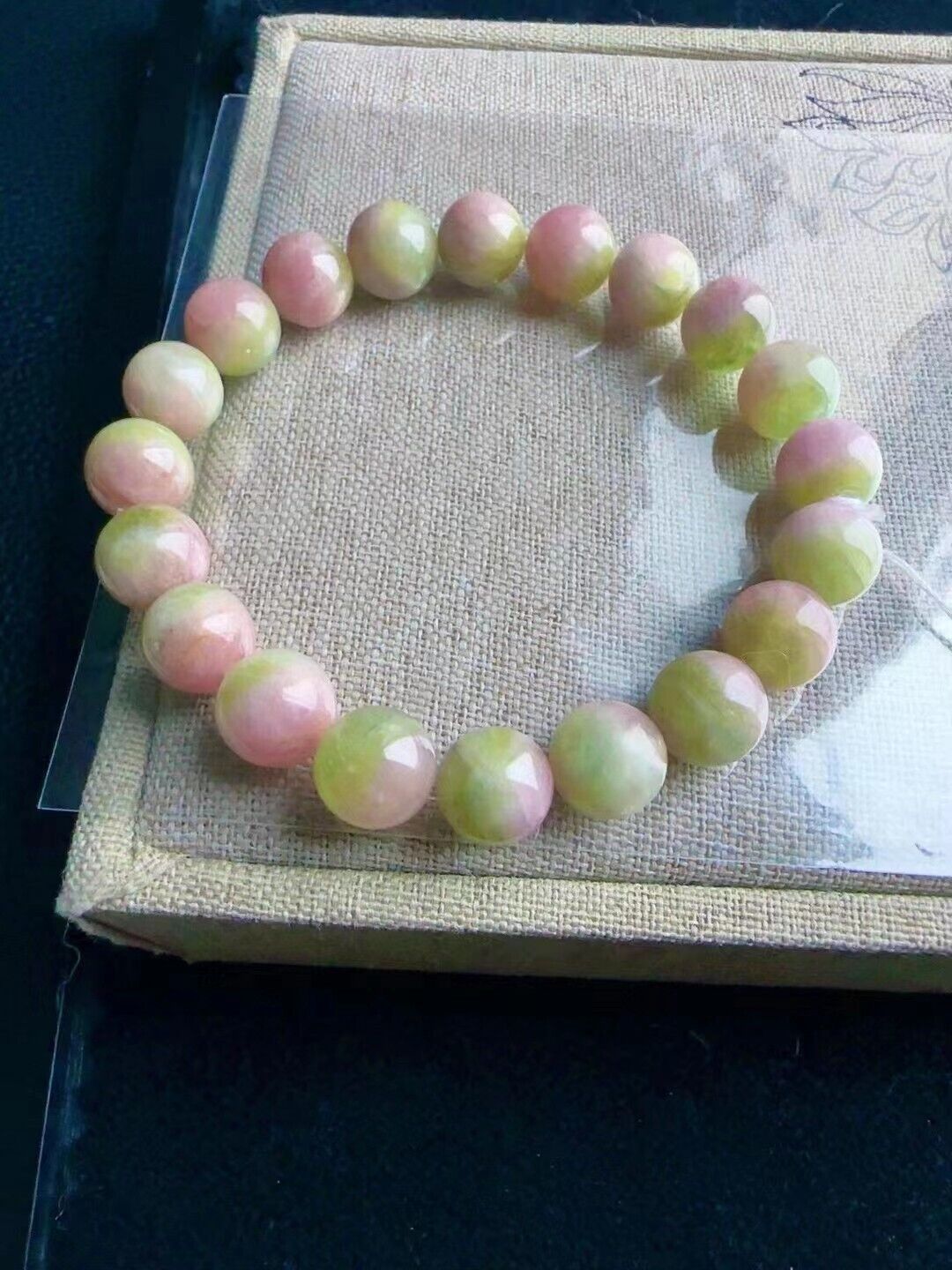 Genuine Natural Watermelon  Tourmaline Quartz Round Beads Bracelet 9.5mm AAAA