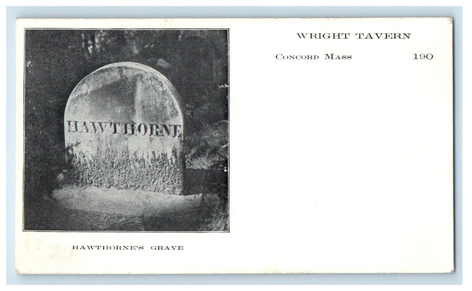 c1900s Hawthorne Grave Wright Tavern Concord Massachusetts MA PMC Postcard